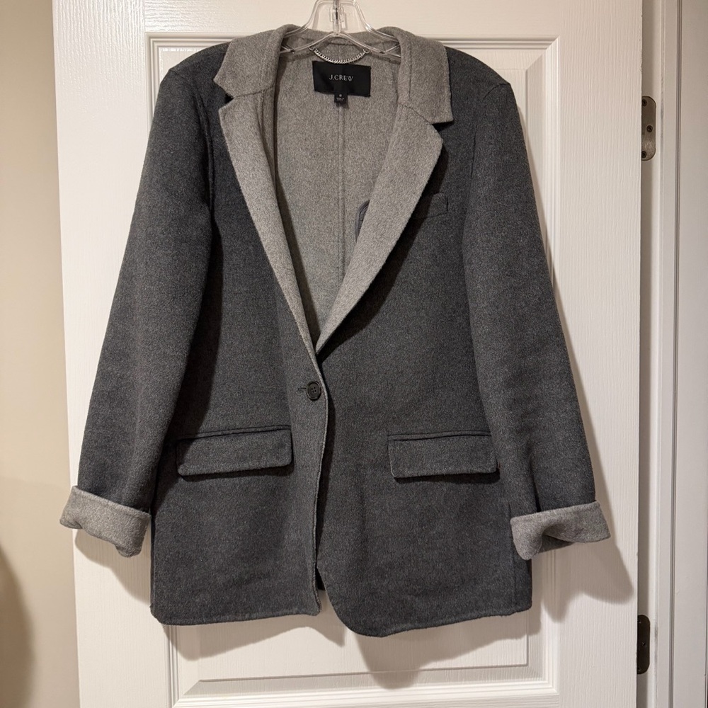 EUC J.Crew Charcoal Gray Contrast Sweater Blazer
